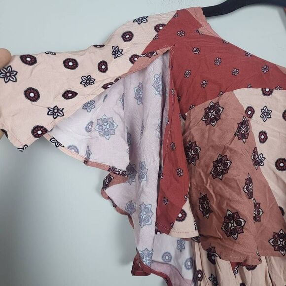 House of Harlow Revolve Womens Patchwork Midi Dress XS Rose Pink Boho Flowy NWT - Picture 3 of 9